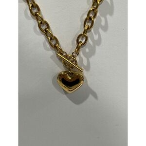 Heart Toggle Chain Necklace - Gold Plated Chunky Link Chain - 20 inch